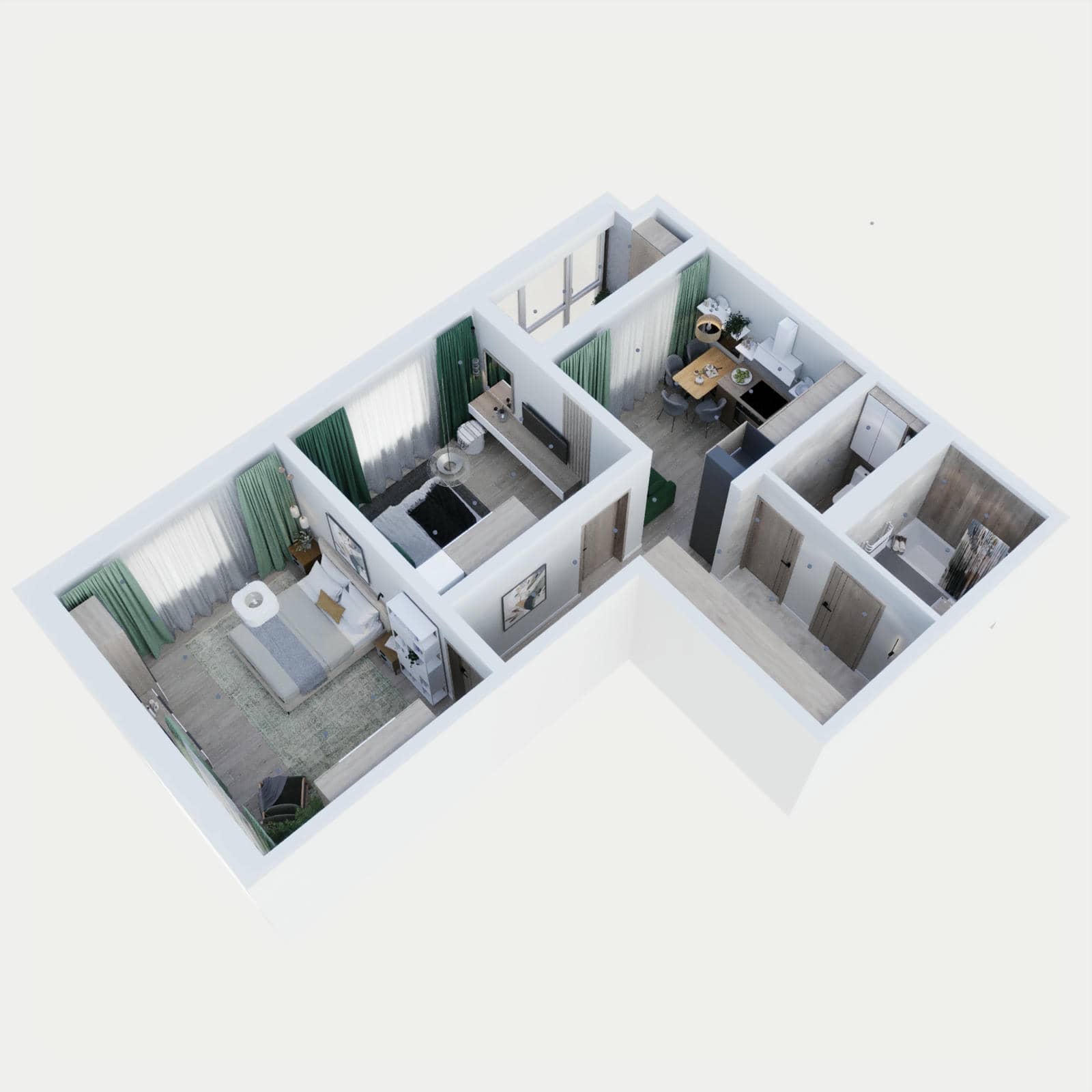 2 кк, 60,85 м², Вариант 1