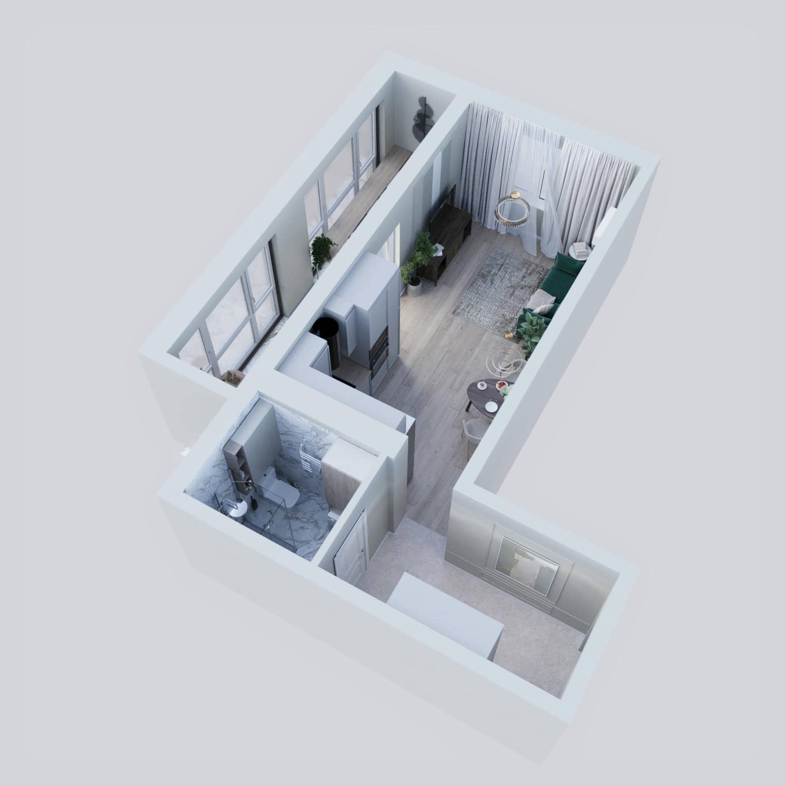 Студия, 36,86 м², Вариант 1