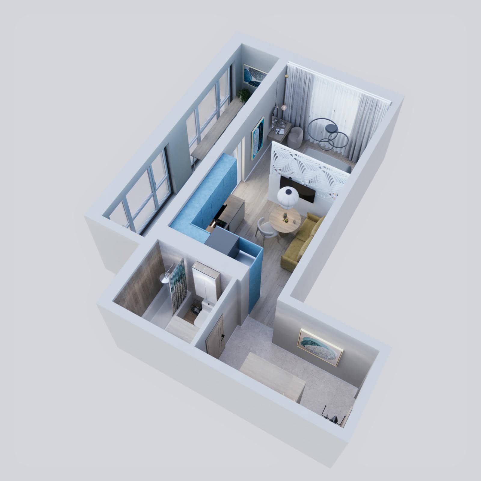 Студия, 36,86 м², Вариант 3