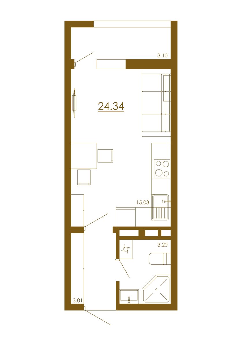 Студия 24,34 м²