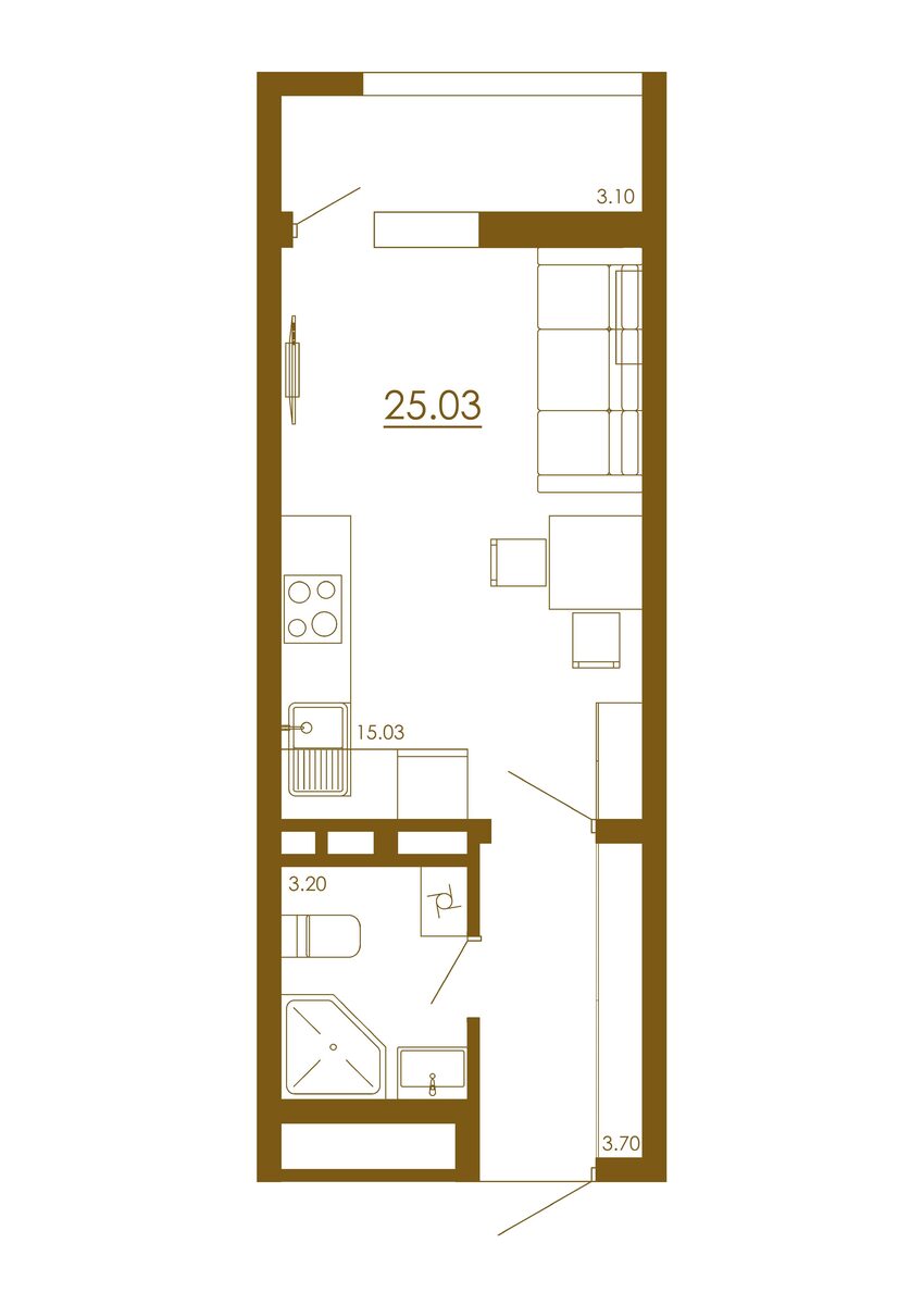 Студия 25,03 м²