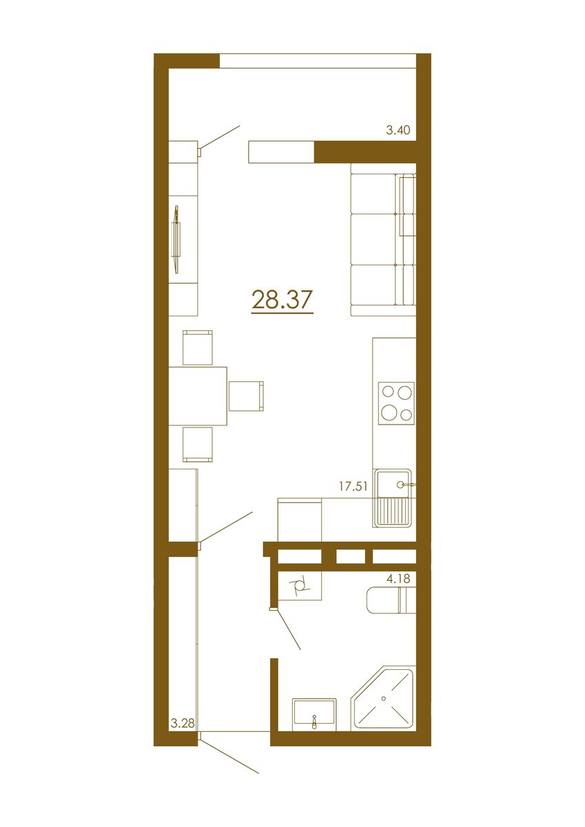 Студия 28,37 м²