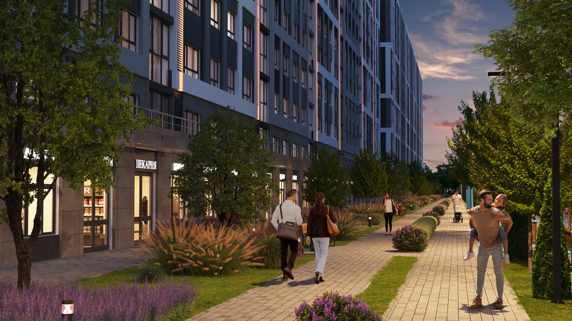 Прогулочная зона с магазинами