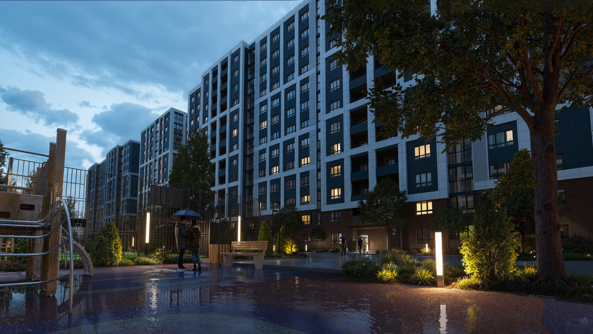 Двор — вечерний вид